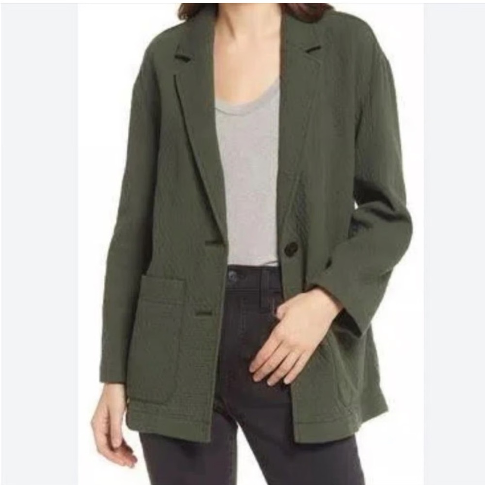 Madewell Diamond Jacquard Shaw Blazer Jacket ‘Dark Forest’ Sz SMALL $148 NWT - Picture 7 of 16